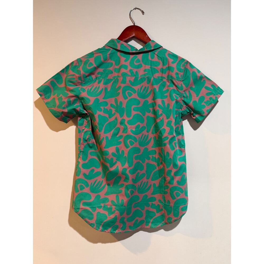 WildFang The Empower Polo Short Sleeve Button Up Shirt Green Pink SMALL NEW - Picture 2 of 5